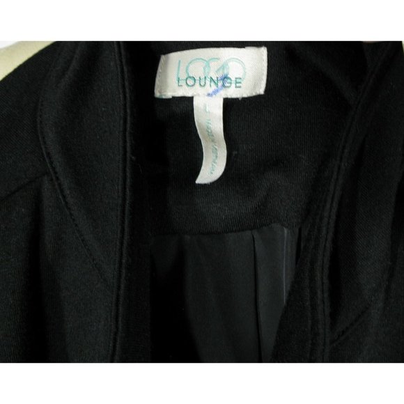 LOGO LOUNGE Lori Goldstein Sz L Black Mixed Knit Woven Material Full Zip Jacket - Picture 5 of 5